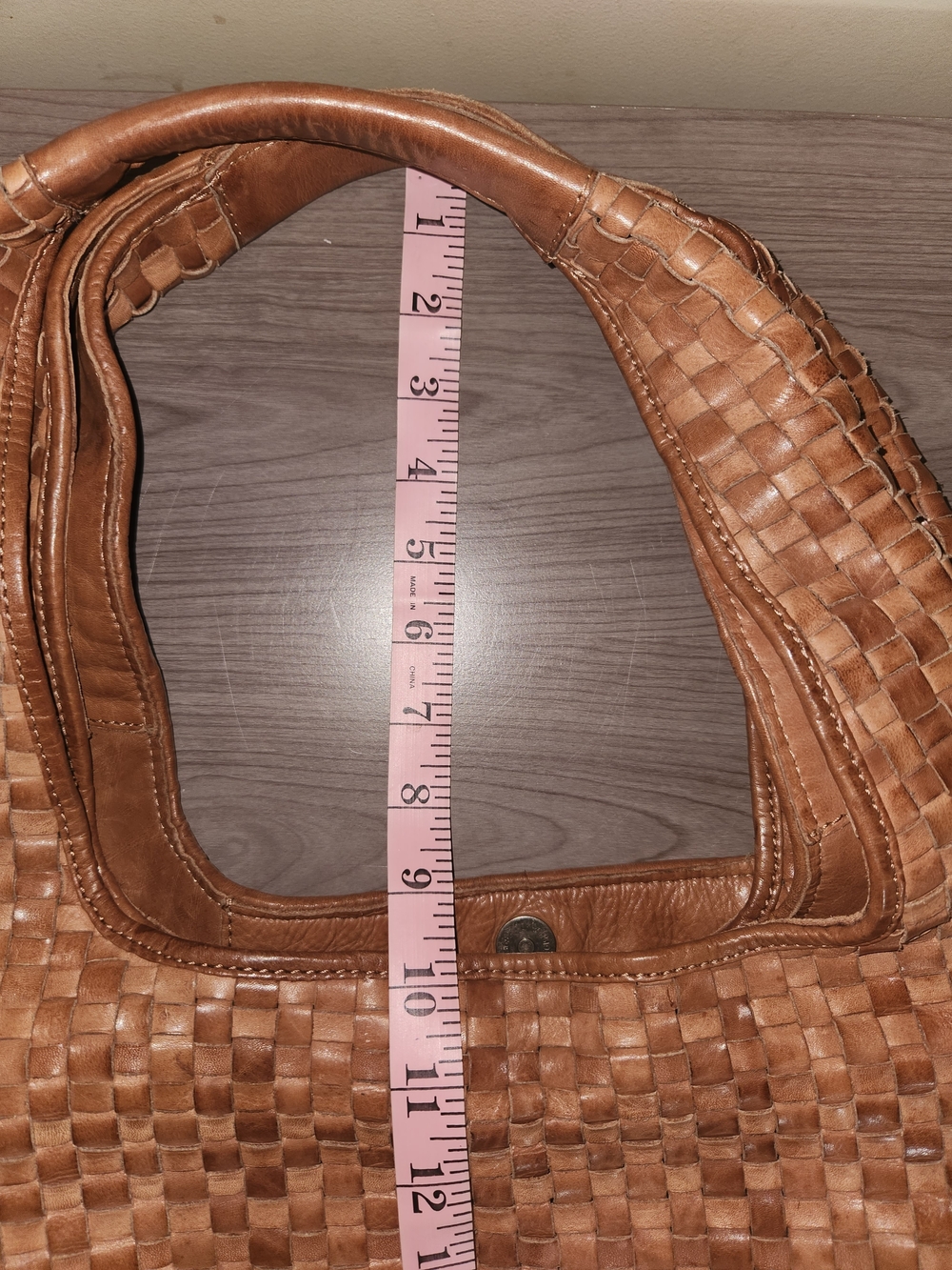 Woven Leather Tote Bag in Tan - Women Bags - Picture 9 of 9